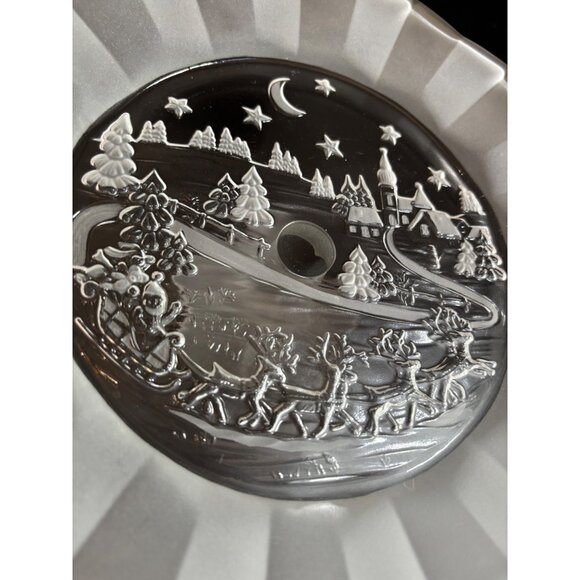 Vintage Mikasa Silent Night Frosted Glass Pedestal Bon Bon Plate Footed 9" Chris - Picture 6 of 11